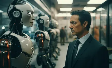 Ilustración de robot avanzado representando inteligencia artificial y tecnología.