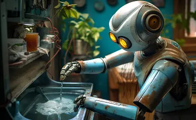 Imagen de androide con diseño moderno y tecnología avanzada.